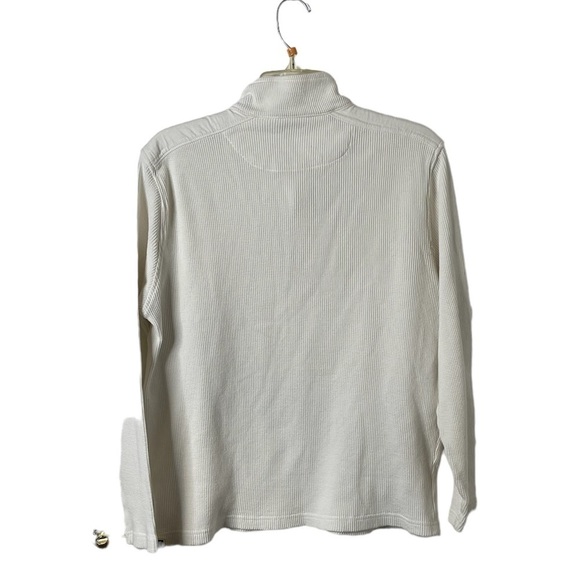 Michael Kors 100% Cotton Long Sleeve Ribbed Pullover 1/4 Zip Sweater White Large - Picture 2 of 7